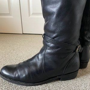 FRYE Dorado Black Leather Pull-on Riding Boots Size 10